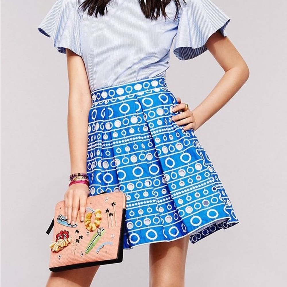 Boutique Moschino Blue Eyelet Vintage Skirt